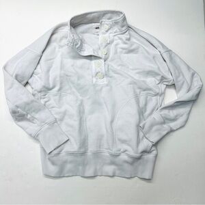 Aerie AEO Classic White Button-Up Top Sweatshirt French Terry American Eagle